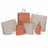 Shopper regalo in carta Bronzo e Platino J-fold con maniglie ritorte in cotone, varie misure Carpad