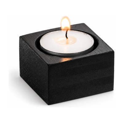Portalumino in bamboo 5 x 5 x 3 cm per tealight, naturale o nero, confezione da 6 Leone