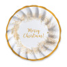 Piatti fondi di carta natalizi Christmas Gold Ø 24 cm bianchi e oro con bordo ondulato, confezione da 6 Big Party