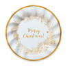 Piatti di carta natalizi Christmas Gold Ø 20 cm bianchi e oro con bordo ondulato, confezione da 8 Big Party