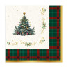 Tovaglioli di carta natalizi Tartan Christmas 33 x 33 cm con albero di Natale, confezione da 16 Big Party