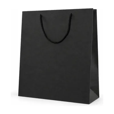 Shopper lusso verticale in carta nera con manici in cotone e fondo rigido 22+10x30 cm Decoration Group