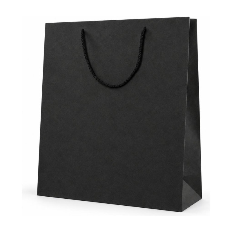 Shopper lusso verticale in carta nera con manici in cotone e fondo rigido 22+10x30 cm Decoration Group