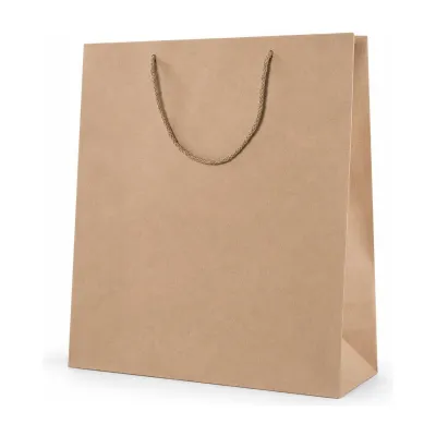 Shopper lusso verticale in carta kraft avana con manici in cotone e fondo rigido 26+12x36 cm Decoration Group