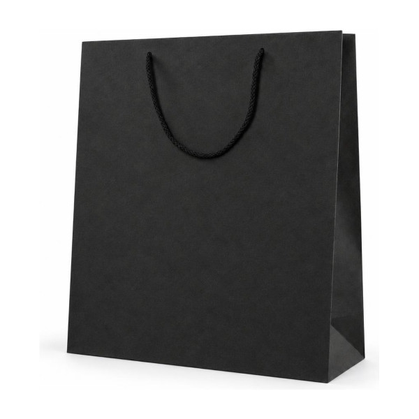 Shopper lusso verticale in carta avana o nera con manici in cotone e fondo rigido 36+13x40 cm Decoration Group