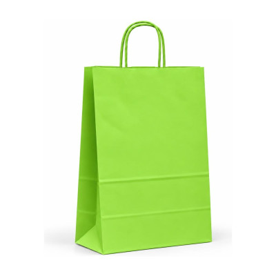 Shopper in carta tinta unita 14+8,5x21 cm con maniglie ritorte, 7 colori Carpad