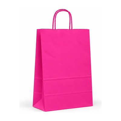 Shopper in carta tinta unita 14+8,5x21 cm con maniglie ritorte, 7 colori Carpad