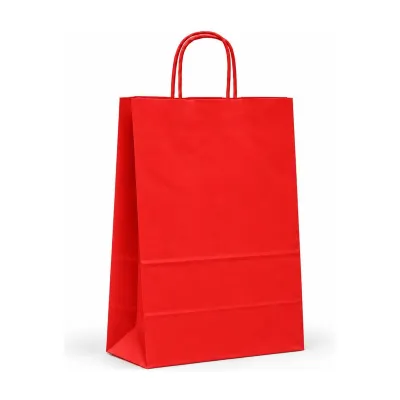 Shopper in carta tinta unita 22+10x29 cm con maniglie ritorte, 5 colori Carpad