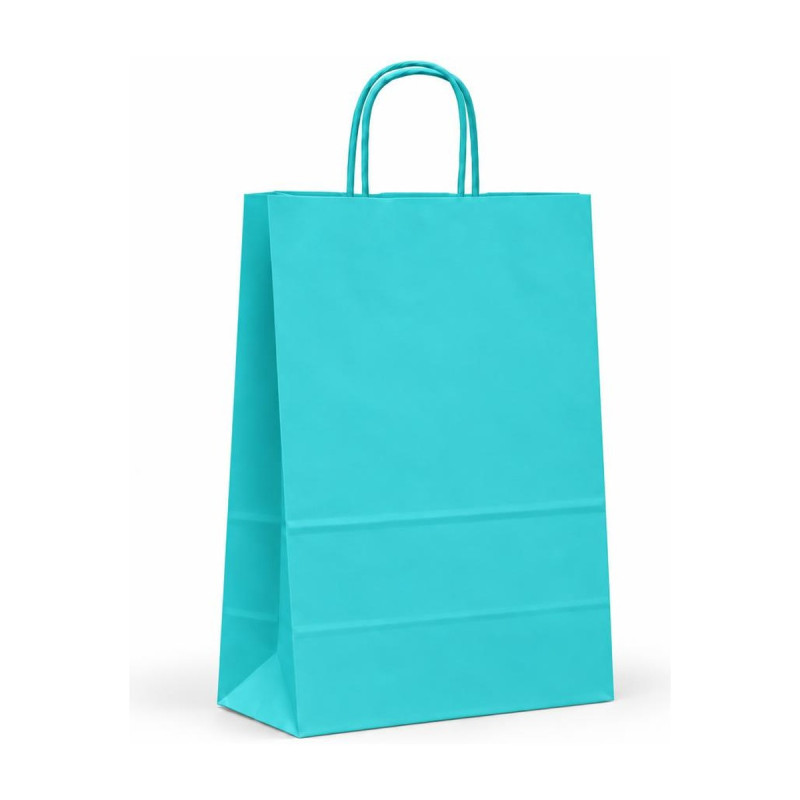 Shopper in carta tinta unita 22+10x29 cm con maniglie ritorte, 5 colori Carpad