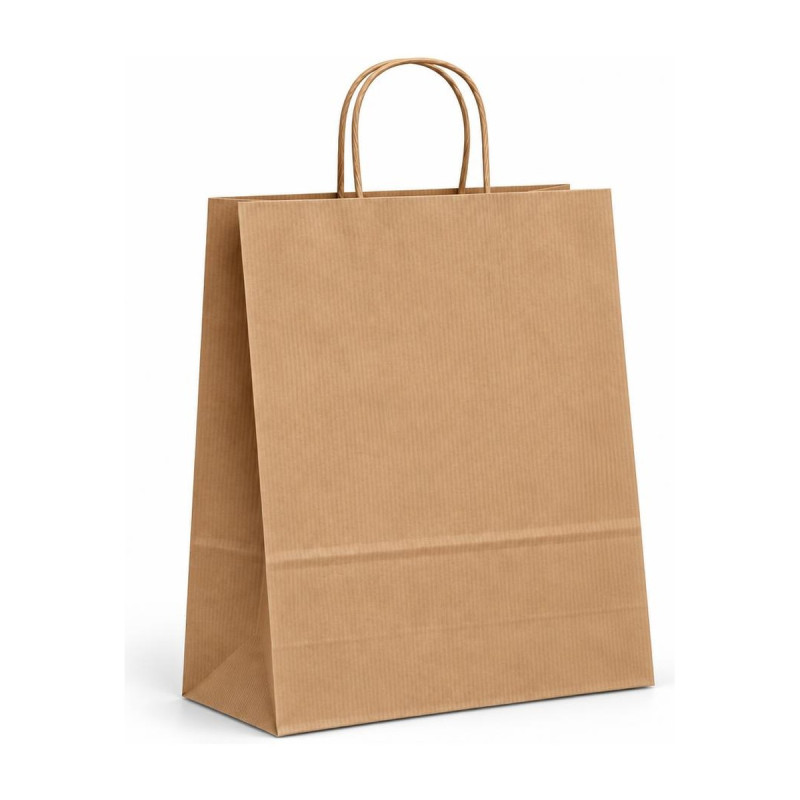 Shopper in carta tinta unita 27+12x37 cm con maniglie ritorte, 4 colori Carpad