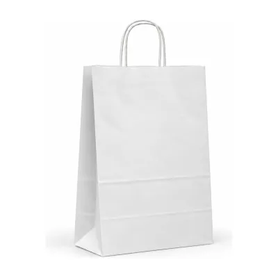 Shopper in carta tinta unita 32+13x41 cm con maniglie ritorte, 2 colori Carpad