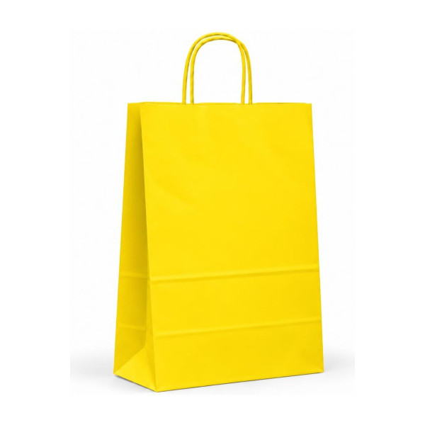 Shopper in carta tinta unita 36+12x41 cm con maniglie ritorte, 4 colori Carpad