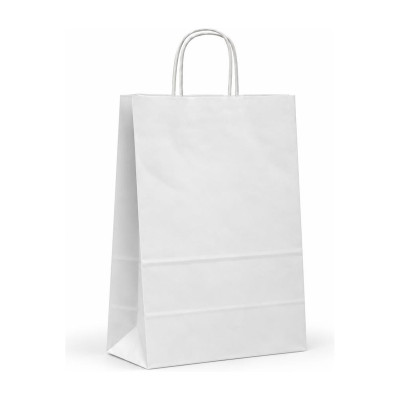 Shopper in carta tinta unita 55+15x49 cm con maniglie ritorte, 4 colori Carpad