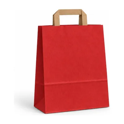 Shopper in carta con maniglia piatta 24+10x32 cm senza stampa, 1 colore