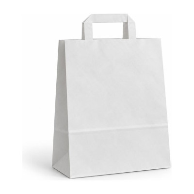 Shopper in carta con maniglia piatta 27+12x37 cm senza stampa, 3 colori