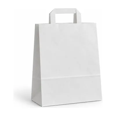 Shopper in carta con maniglia piatta 27+12x37 cm senza stampa, 3 colori