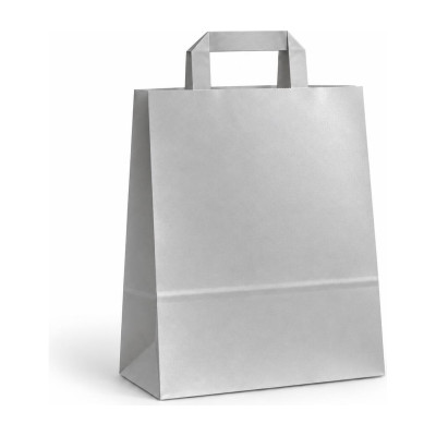 Shopper in carta con maniglia piatta 27+12x37 cm senza stampa, 3 colori