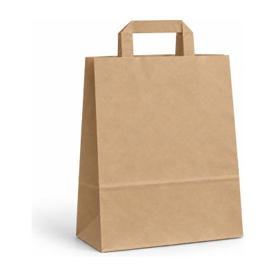 Shopper in carta con maniglia piatta 32+16x45 cm senza stampa, 2 colori