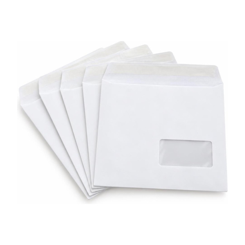 Buste bianche 11x13 cm con finestra e chiusura autoadesiva a strip, confezione da 500 Blasetti