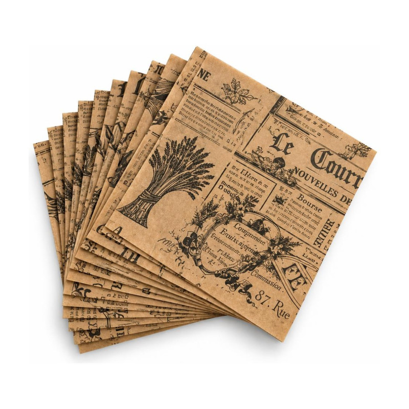 Cartine antigrasso Vintage 40x32,5 cm avana stampa giornale per alimenti, confezione da 500 Leone