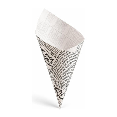 Coni per fritti in carta antigrasso Journal 24x34 cm 70 g/m² stampa giornale, confezione da 250 Leone