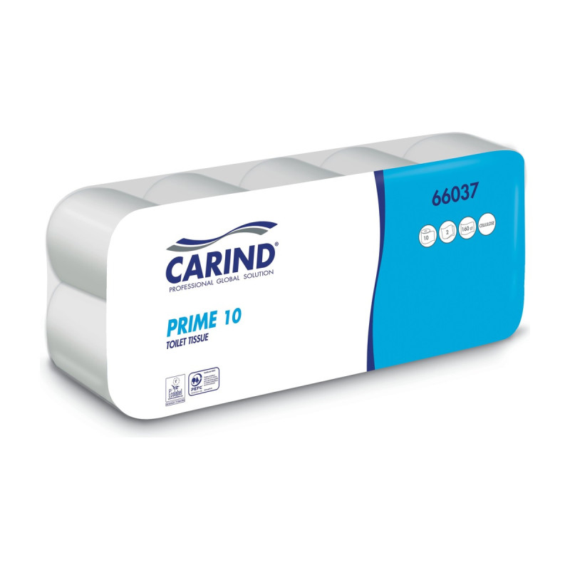 Carta igienica in pura cellulosa Carind Exclusive 10 2 veli 160 strappi, confezione da 10 rotoli