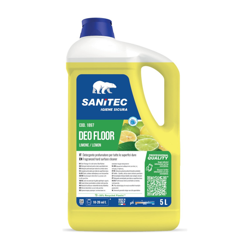 Detergente pavimenti profumato elimina odori Sanitec Deo Floor Limone tanica 5 L