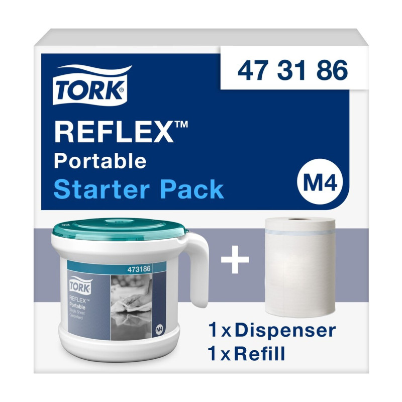 Dispenser portatile a estrazione centrale Tork Reflex M4 con 1 rotolo in omaggio