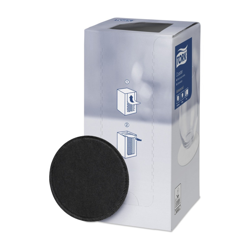 Sottobicchieri in carta neri tondi Tork Ø 9 cm 8 veli - 250 pz
