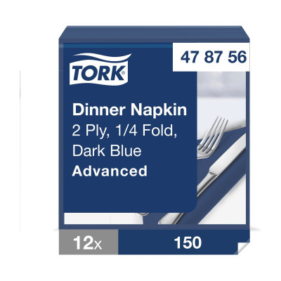 Tovaglioli di carta blu scuro doppio velo Tork Dinner 39x39 cm - 150 pz