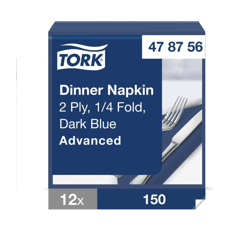 Tovaglioli di carta blu scuro doppio velo Tork Dinner 39x39 cm - 150 pz