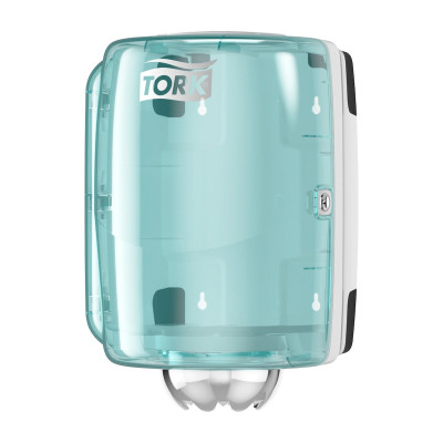 Dispenser a estrazione centrale Tork Performance M2 Maxi bianco e turchese da parete