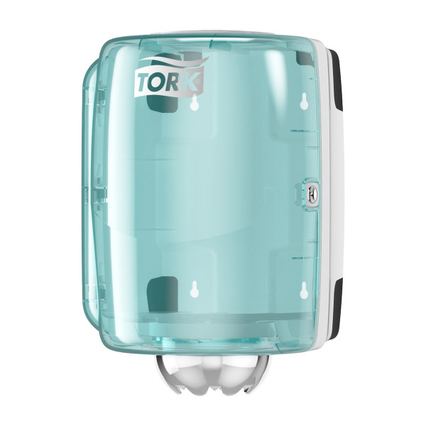 Dispenser a estrazione centrale Tork Performance M2 Maxi bianco e turchese da parete