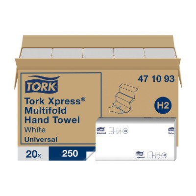 Asciugamani di carta intercalati Tork Xpress Universal H2 1 velo 23x21 cm - 250 pz