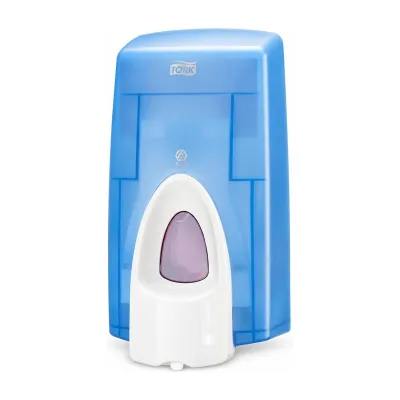 Dispenser per sapone in schiuma Tork S34 blu trasparente per cartucce da 800 ml