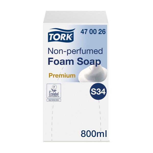 Ricarica sapone in schiuma Tork Premium S34 senza profumo 800 ml per dispenser Tork schiuma