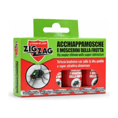 Strisce acchiappamosche adesive Zig Zag per mosche e moscerini della frutta - 4 pz