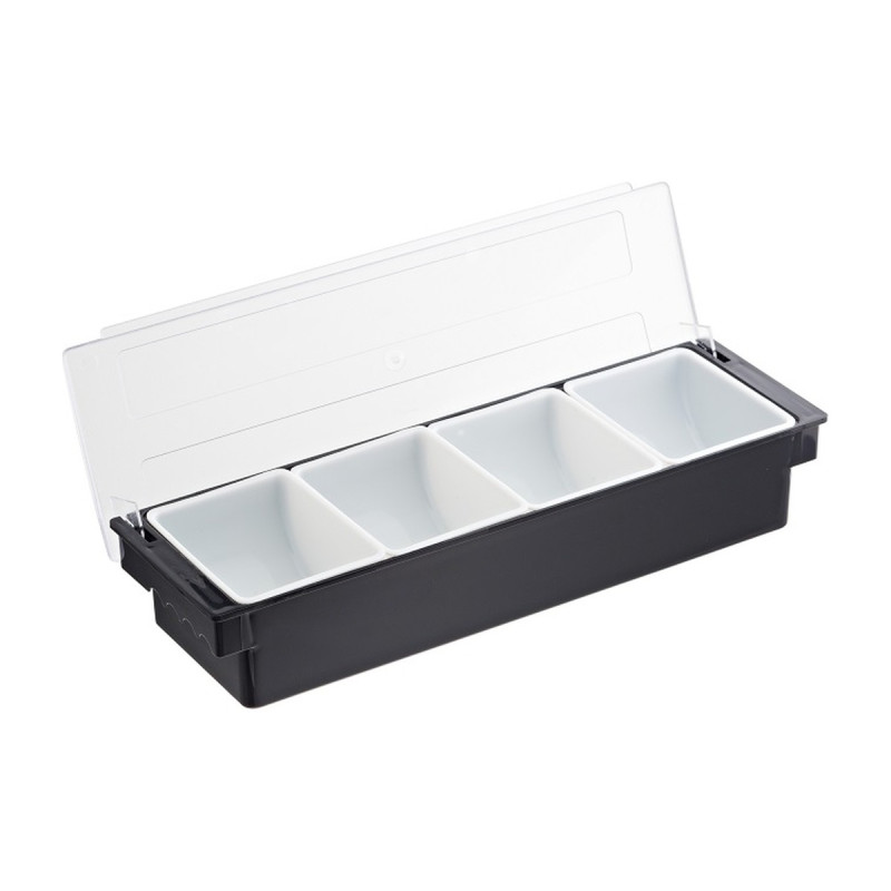Portacondimenti da bar a 4 scomparti con coperchio 4 x 60 cl 50x15,5x9 cm Leone