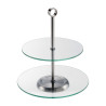 Alzata per dolci a 2 piani in acciaio inox e vetro Ø 26 cm h 30 cm Leone