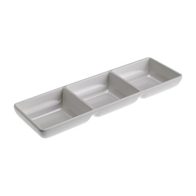 Vaschetta a 3 scomparti in melamina bianco Acquamarina 22x7x2,5 cm per aperitivi Leone