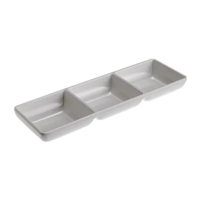 Vaschetta a 3 scomparti in melamina bianco Acquamarina 22x7x2,5 cm per aperitivi Leone