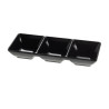 Vaschetta a 3 scomparti in melamina nero Acquamarina 20x7,5x2,5 cm per aperitivi Leone