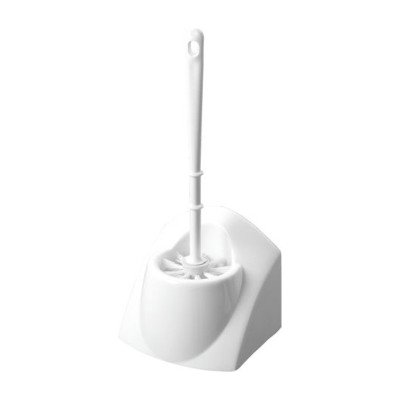 Portascopino WC quadrato in plastica bianca con scopino Simply Medial
