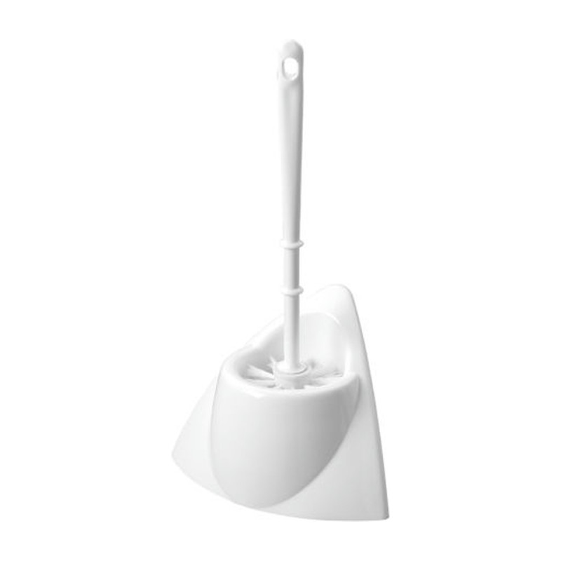 Portascopino WC angolare in plastica bianca con scopino Simply Medial