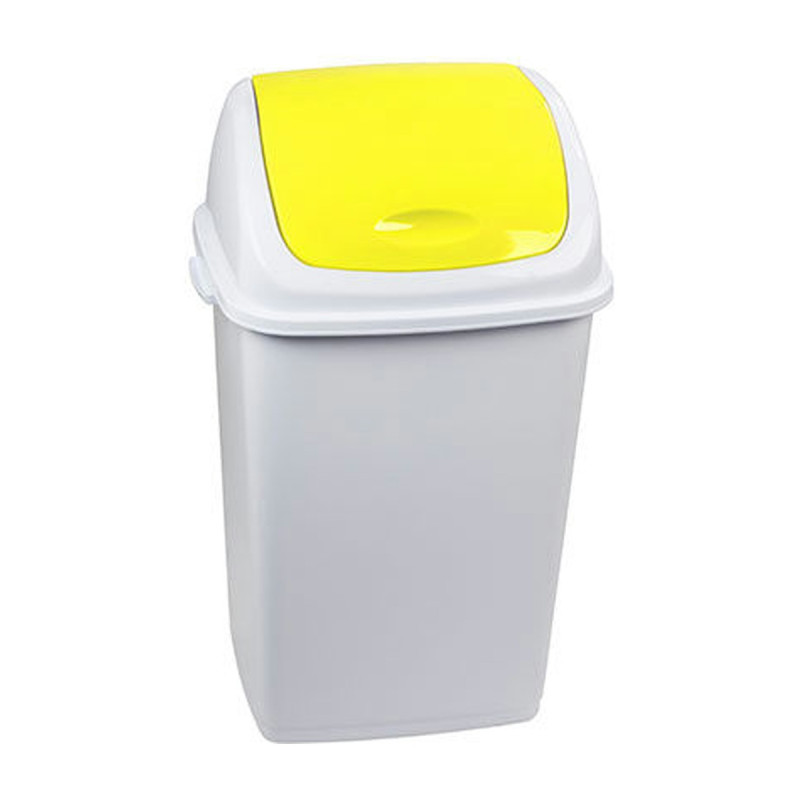 Pattumiera 50 litri con coperchio basculante bianco e giallo per raccolta differenziata Rif Basic Medial