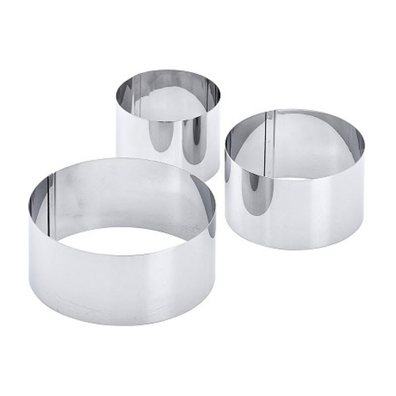 Coppapasta tondi in acciaio inox Ø 6, 8 e 10,5 cm h 4,5 cm - set da 3 Leone