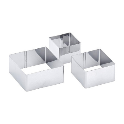 Coppapasta quadrati in acciaio inox 6, 8 e 10 cm h 4,5 cm - set da 3 Leone