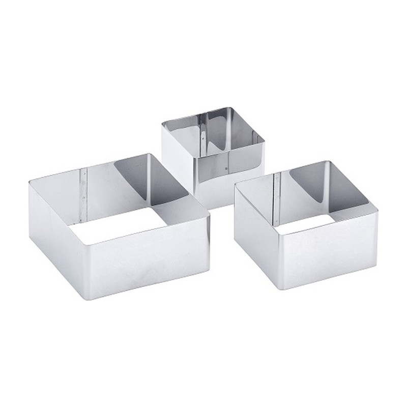 Coppapasta quadrati in acciaio inox 6, 8 e 10 cm h 4,5 cm - set da 3 Leone