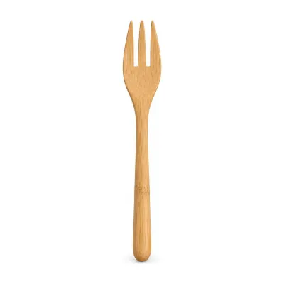 Forchette in bamboo naturale 19,5 cm riutilizzabili - 6 pz Leone