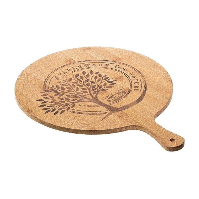 Tagliere tondo da servizio in bamboo Nature con manico Ø 35 cm Leone